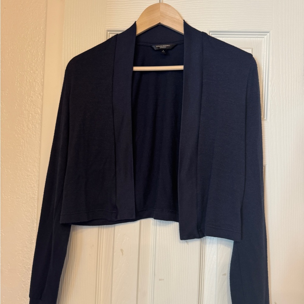Banana Republic Luxespun Navy Cropped Cardigan